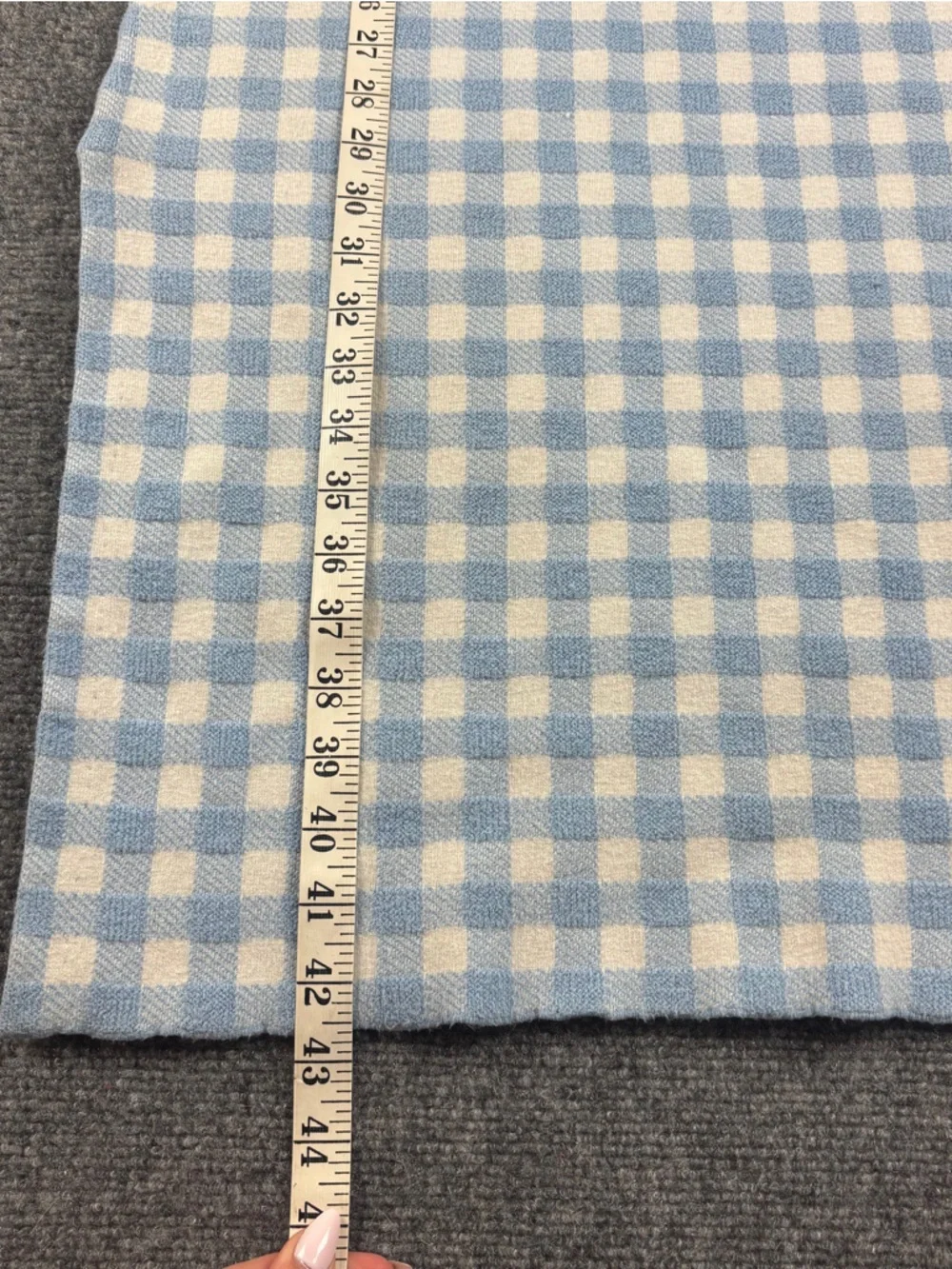 STAUD Women’s Blue/White Plaid Print Short Sleeve Midi Dress Mock Neck - Small - Picture 9 of 11